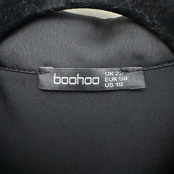 Boo Hoo Black Satin Button Down Shirt Dress - Picture 3 of 7
